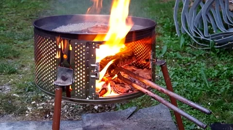 Grill made from washing machine Stock Footage 52661476