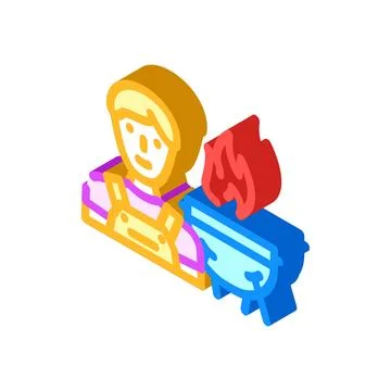 Grill master restaurant chef isometric icon vector illustration Stock Illustration