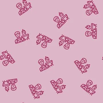 Grill master restaurant chef line vector seamless pattern Stock Illustration