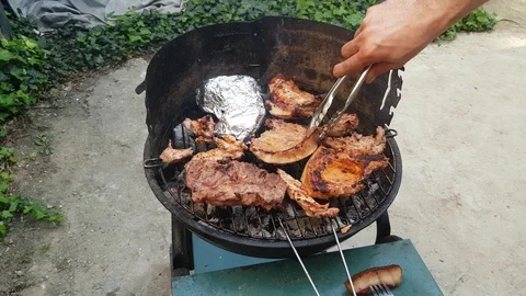 Grill meat, bbq Stock Footage 130059632