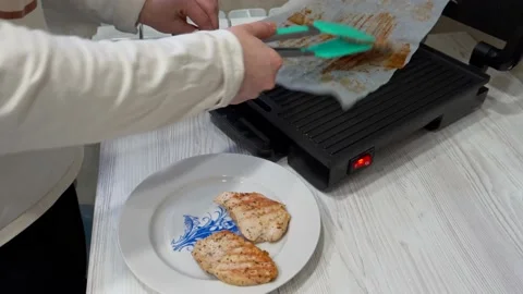 Grill meat cooking on the kitchen Video stock 232944246