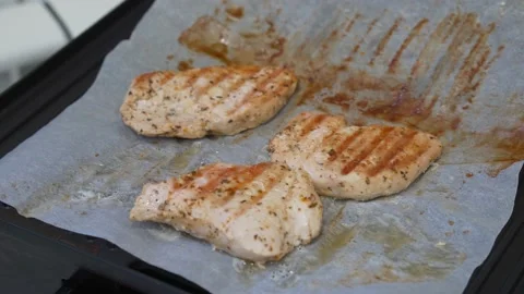 Grill meat cooking on the kitchen Video stock 232944299