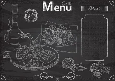 Grill menu chalk Stock Illustration