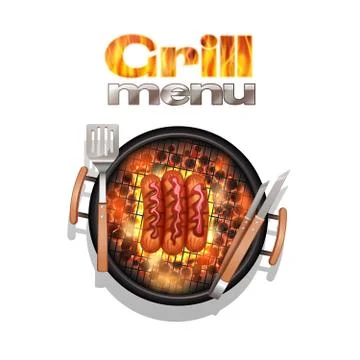 Grill Menu Design 스톡 일러스트