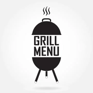 Grill menu design template. Grill or barbecue icon isolated on white background. Stock Illustration
