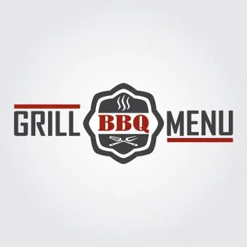 Grill menu design template. Grill or barbecue symbol. Vector Illustration. Stock Illustration