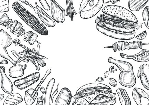 Grill menu design template. Stock Illustration