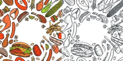 Grill menu design template. Illustrazione stock