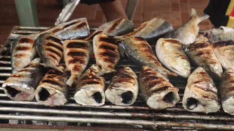 Grill the milkfis (3) Stock Footage 307002231