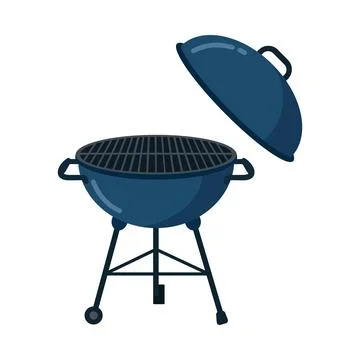Grill With Open Lid Ready for Cooking During Summer Gathering in Backyard Stock Illustration
