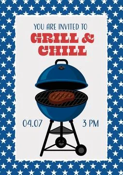 Grill is Open With Meat on Cooking Rack Ready for Summer Barbecue Illustrazione stock