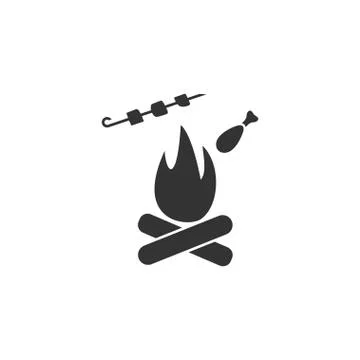 Grill Or Barbecue icon flat Stock Illustration