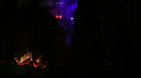 Grill outdoor in the night Stock Footage 40744693
