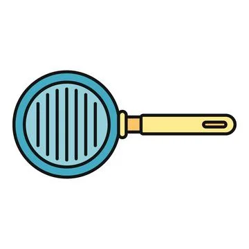 Grill pan flat cartoon vector kitchen utensil design Stock Illustration