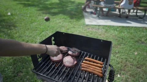A grill in a park Video stock 155452537