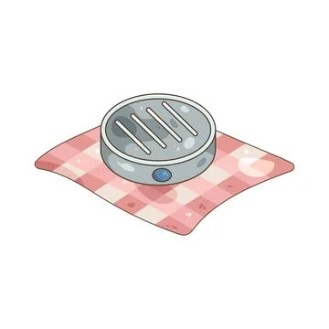 Grill on picnic blanket Stock Illustration