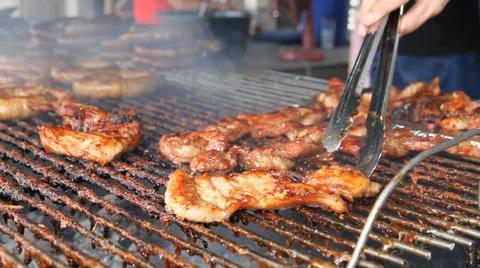 Grill pork 스톡 동영상 33976920