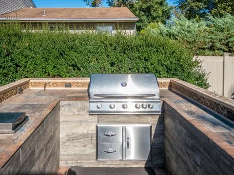 Grill at private backyard Stock Photos