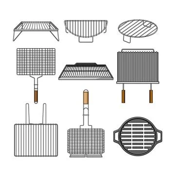Grill rack set cartoon vector illustration Illustrazione stock