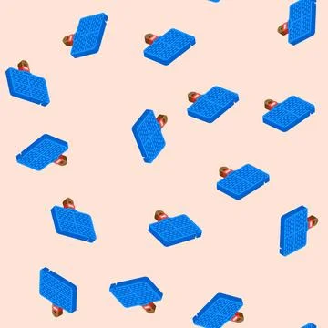 Grill rack titanium ultralight isometric icon seamless pattern Stock Illustration