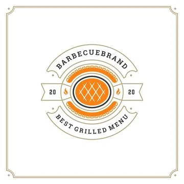 Grill restaurant logo template vector illustration. Illustrazione stock