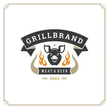 Grill restaurant logo vector illustration. Stock Illustration