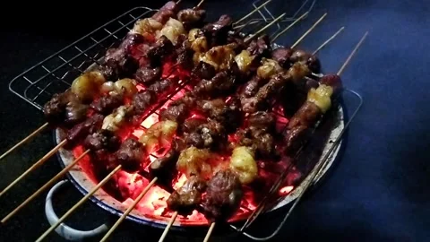 Grill the satay Stock Footage 339736473