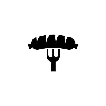 Grill Sausage Flat Vector Icon Stock Illustration