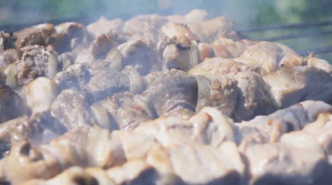 Grill Shish Kebab On The Brazier Stock Footage 63417803