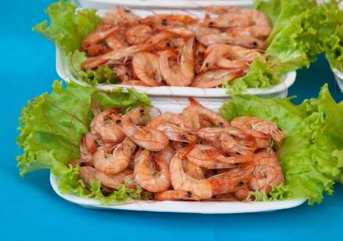 Grill of the shrimp . Stock Photos