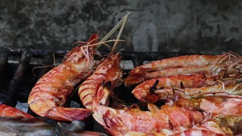Grill the shrimp(1) Stock Footage 307002232
