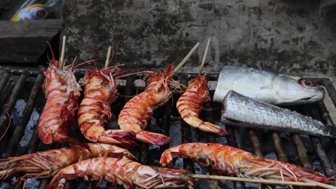 Grill the shrimp(4) Stock-Footage 307002297