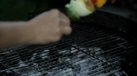Grill skewer - close up Stock Footage 26238748