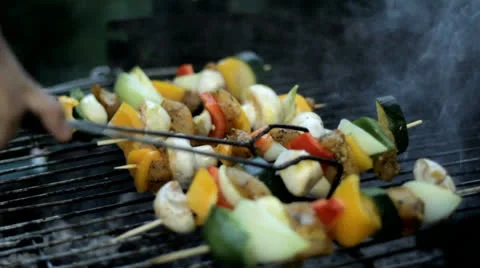 Grill skewer - close up Stock Footage 26238784