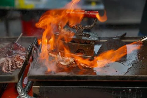Grill squid Stock Photos