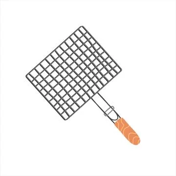 Grill steel grid solid. Picnic element. Barbecue grille for grilling sign on Stock Illustration