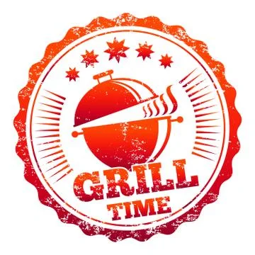 Grill time vector label design Stock Illustration
