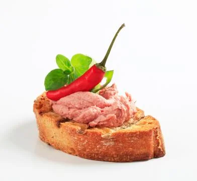 Grill toasted bread with pate Stock Photos