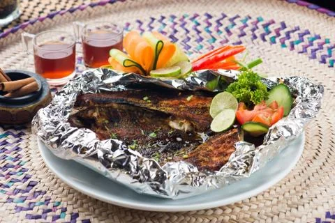 Grilled arab fish Stock Photos