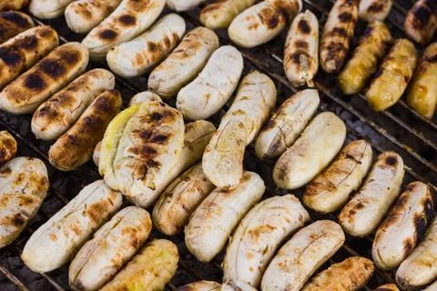 Grilled bananas Stock Photos