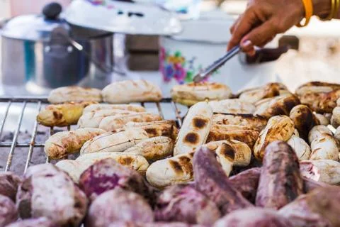 Grilled bananas Stock Photos