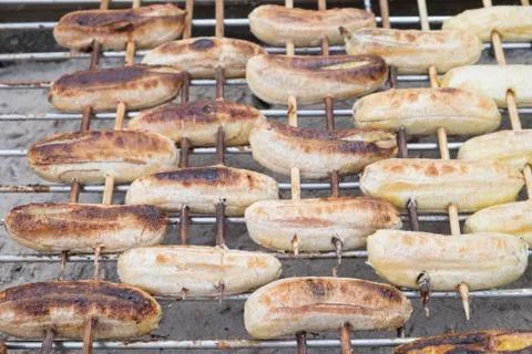 Grilled bananas Stock Photos
