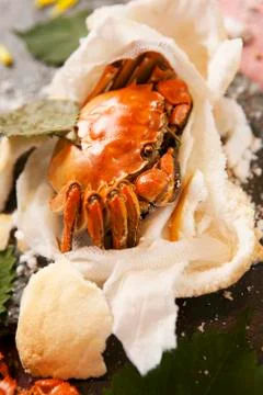 Grilled basil crab Stock Photos
