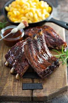 Grilled bbq ribs with sauce Stock Photos