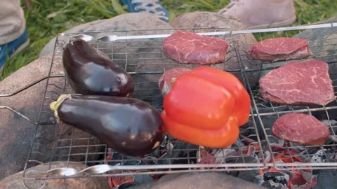 Grilled beef and paprika Stock Footage 130813189