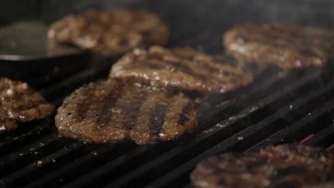Grilled beef burger cutlet. Fried cutlet Stock Footage 154760275