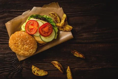 Grilled beef hamburger Stock Photos