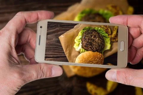 Grilled beef hamburger Stock Photos