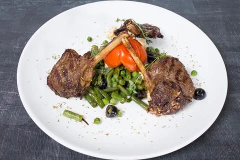 Grilled beef ribs. Stock Photos