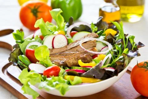 Grilled Beef salad Stock Photos